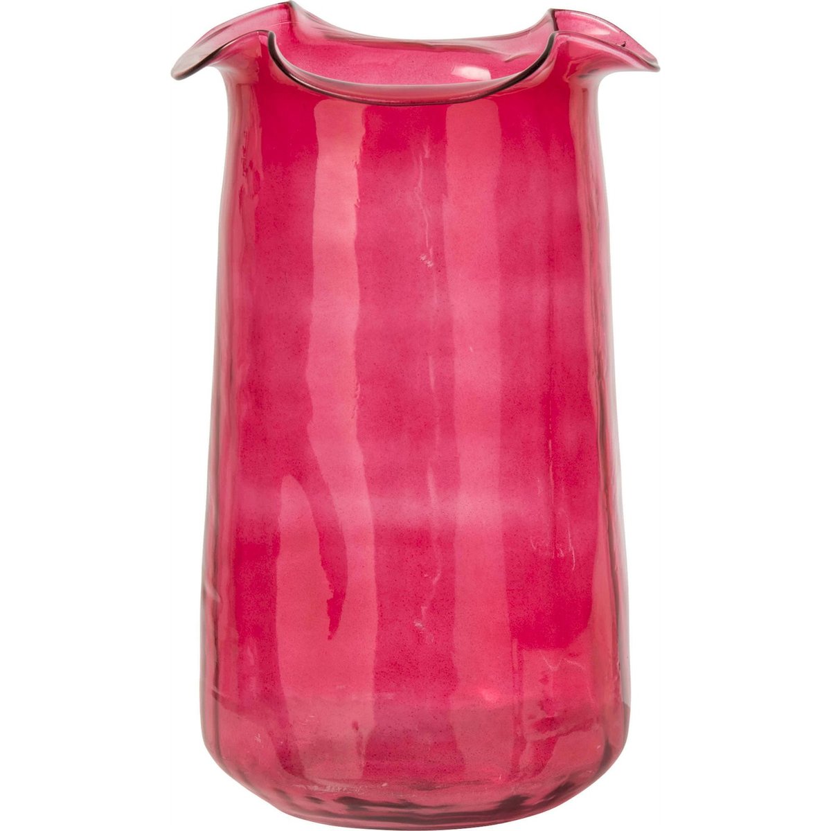 Vase cylindre ondulé en verre fuchsia, RECOLLECTION