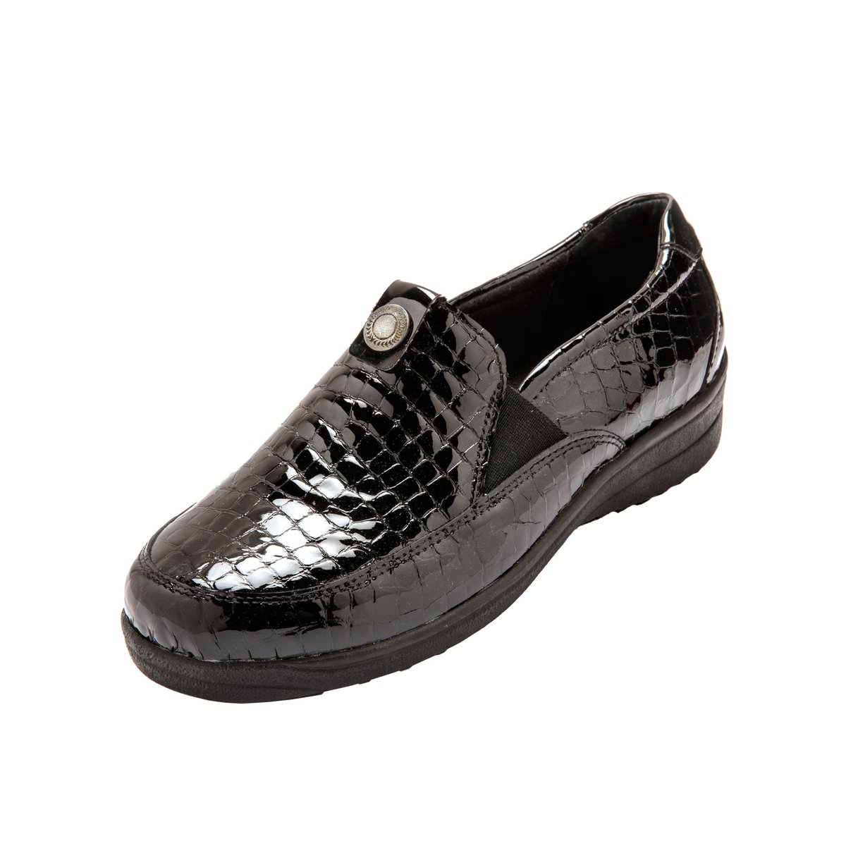 Sans-gêne (K-M) semelle amovible vernis noir, PEDICONFORT