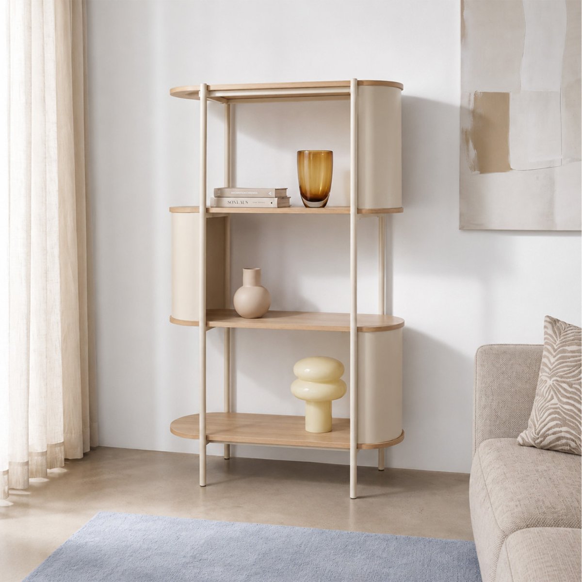 Etagère en bois et métal H133,5cm- PACO beige, DRAWER