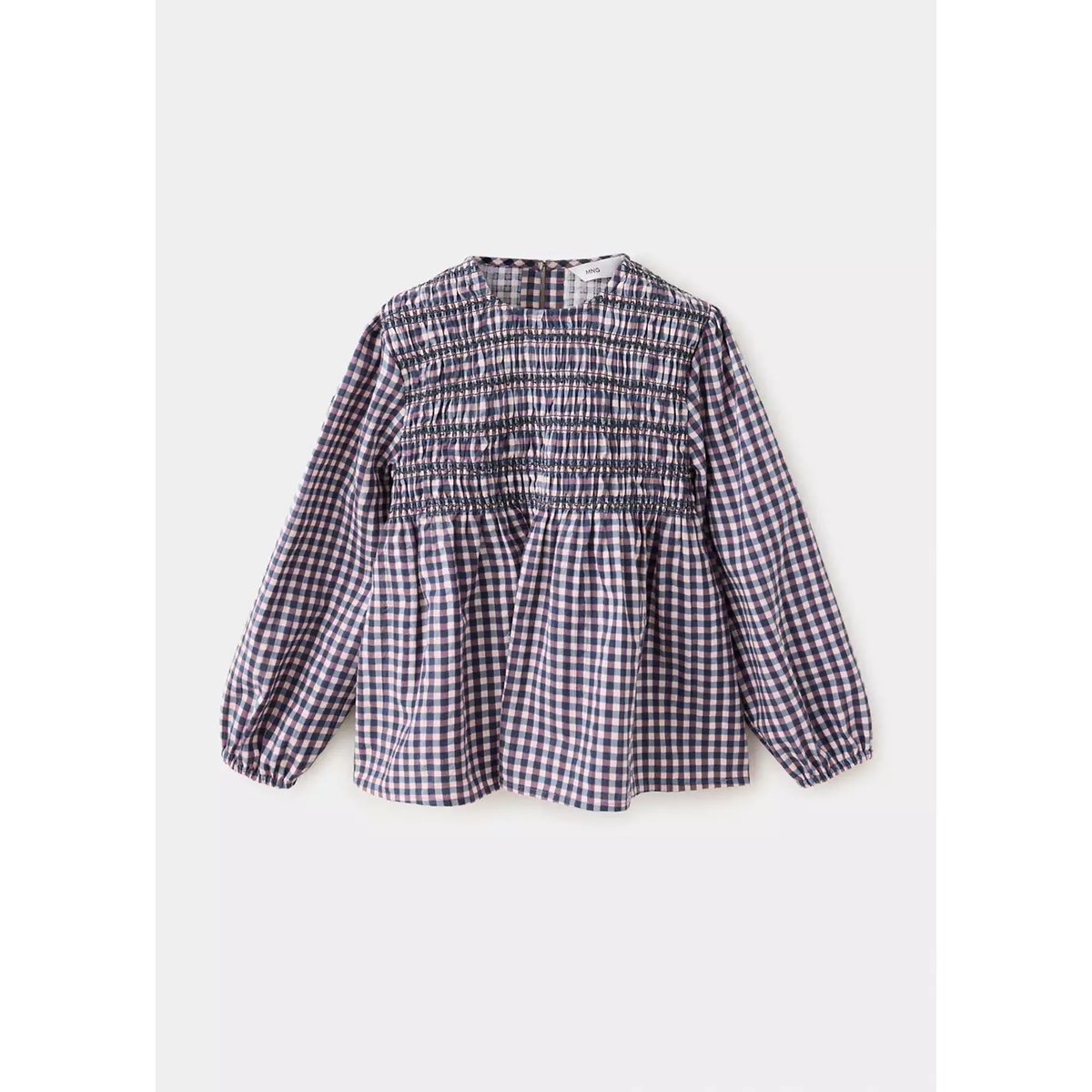 Blouse vichy froncée violet, MANGO BABY