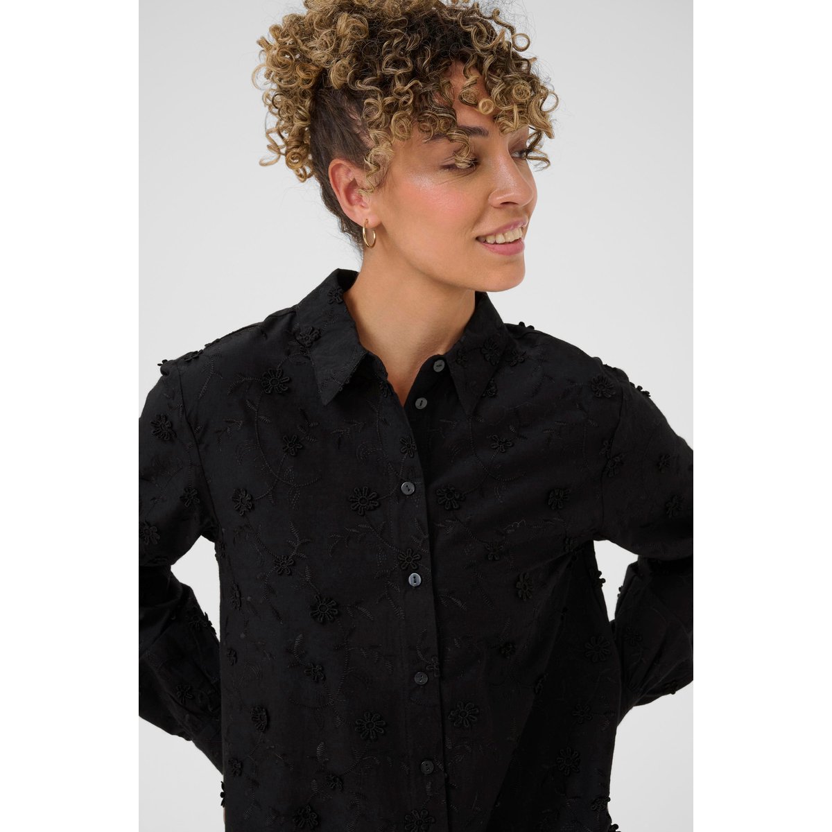 Chemise à manches longues noir pitch black, CREAM