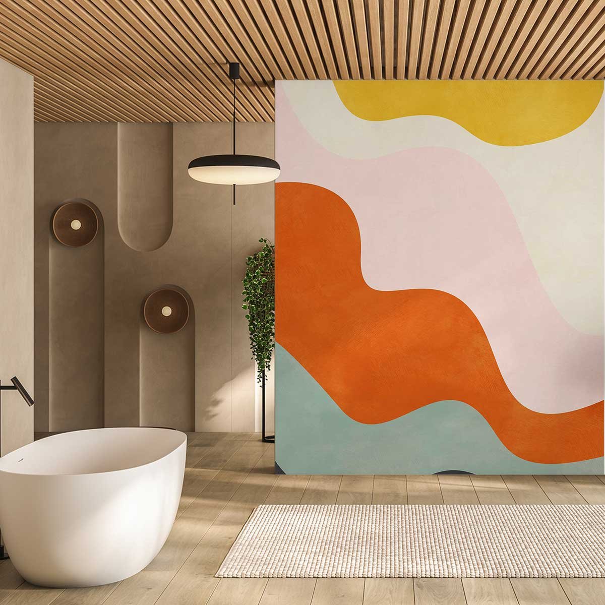 Papier peint orange intissé, HEXOA