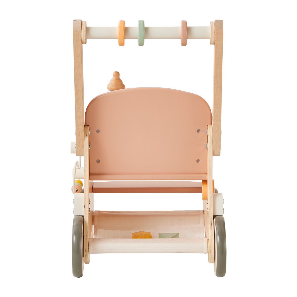 Chariot de marche poussette en bois rose, VERTBAUDET
