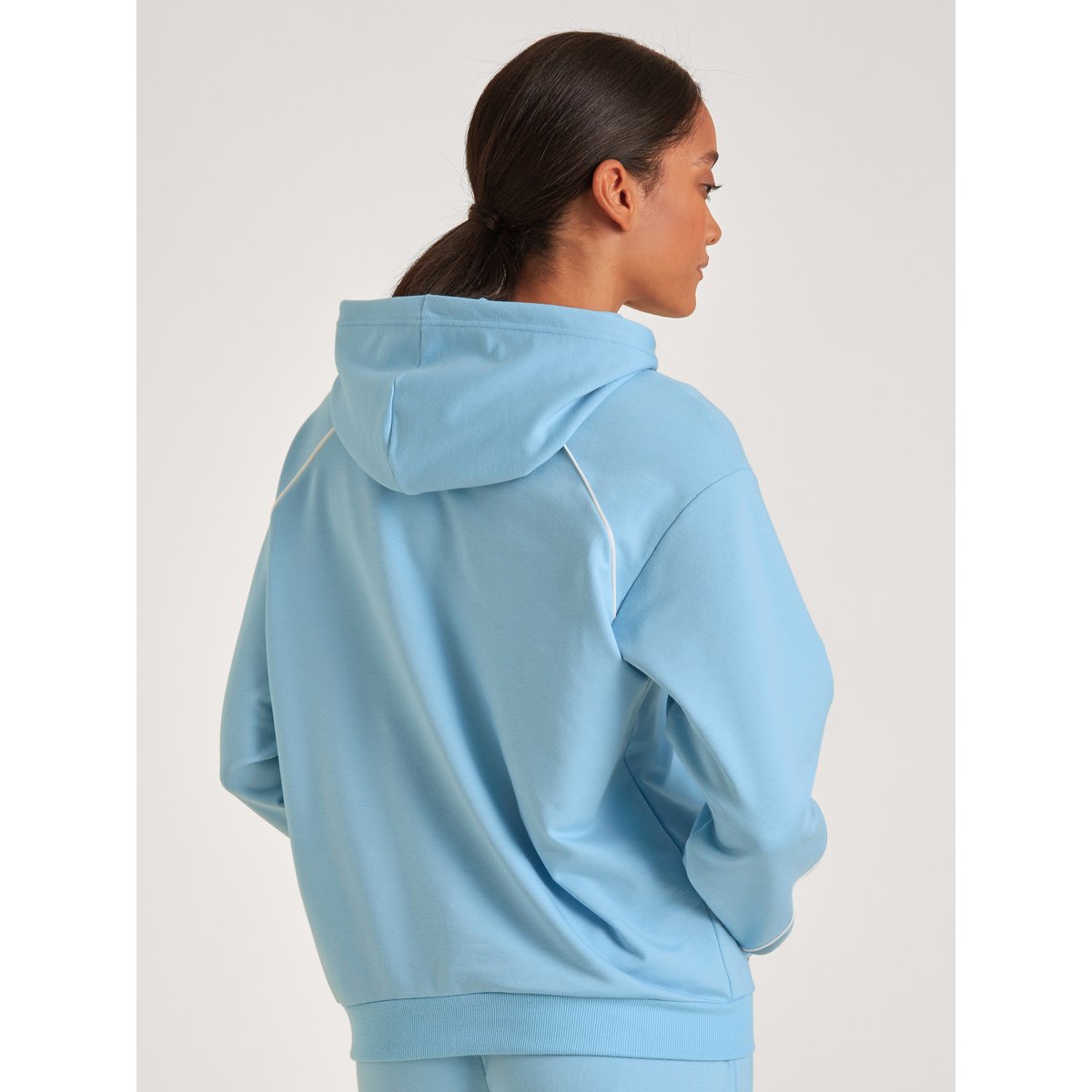 Sweat-shirt avec capuche manches longues Coton LOUNGE PAISLEY bleu placide, CALIDA
