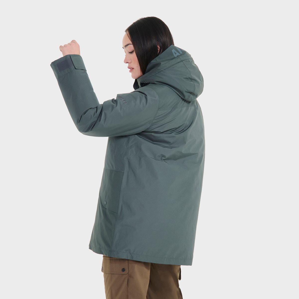 Parka imperméable à capuche vert bouteille, AIGLE