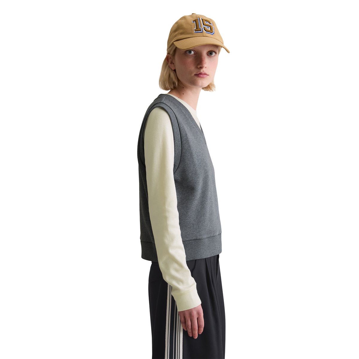 Pull-over en sweat style collège regular avec intérieur moelleux et gratté gris, MARC O’POLO DENIM