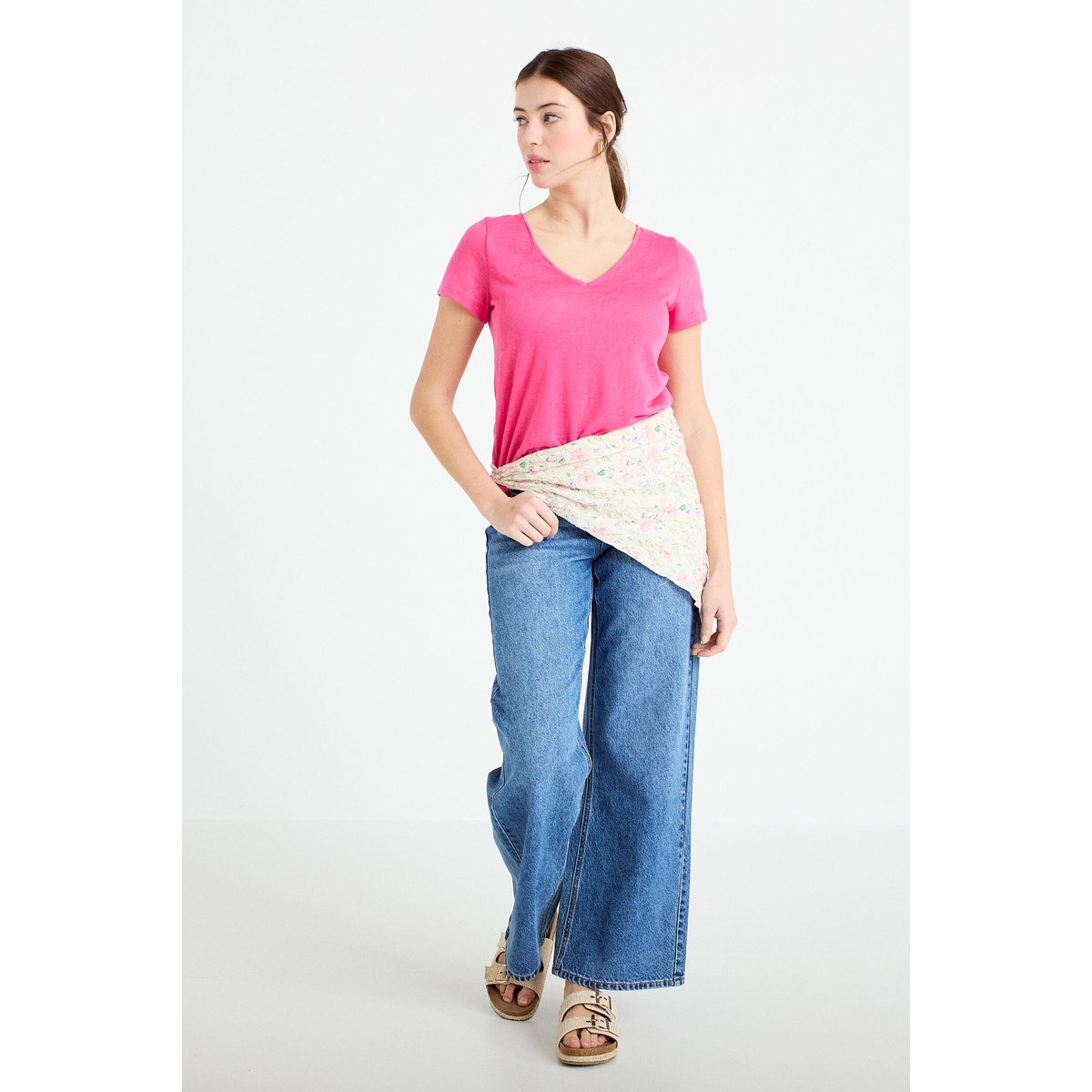T-shirt noeuds dos rose fushia, CACHE CACHE