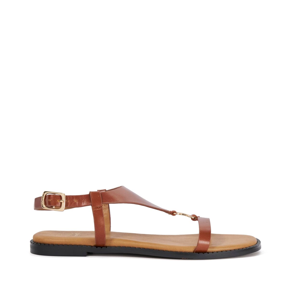 Sandales plates à bride style Salomé en cuir - LAITH tan-leather, DUNE LONDON