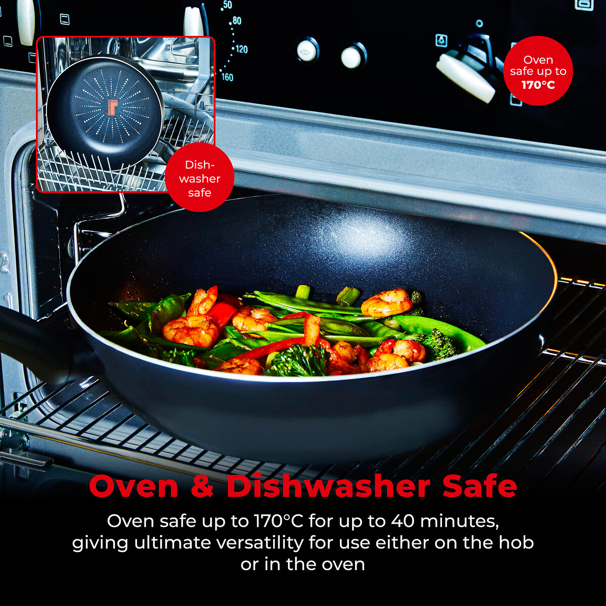 28cm Smart Start Classic Wok black, TOWER