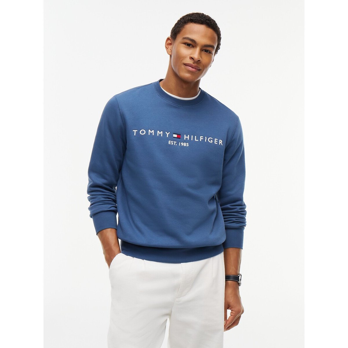 Felpa collo alto cerniera Tommy Logo blu oltremare, TOMMY HILFIGER