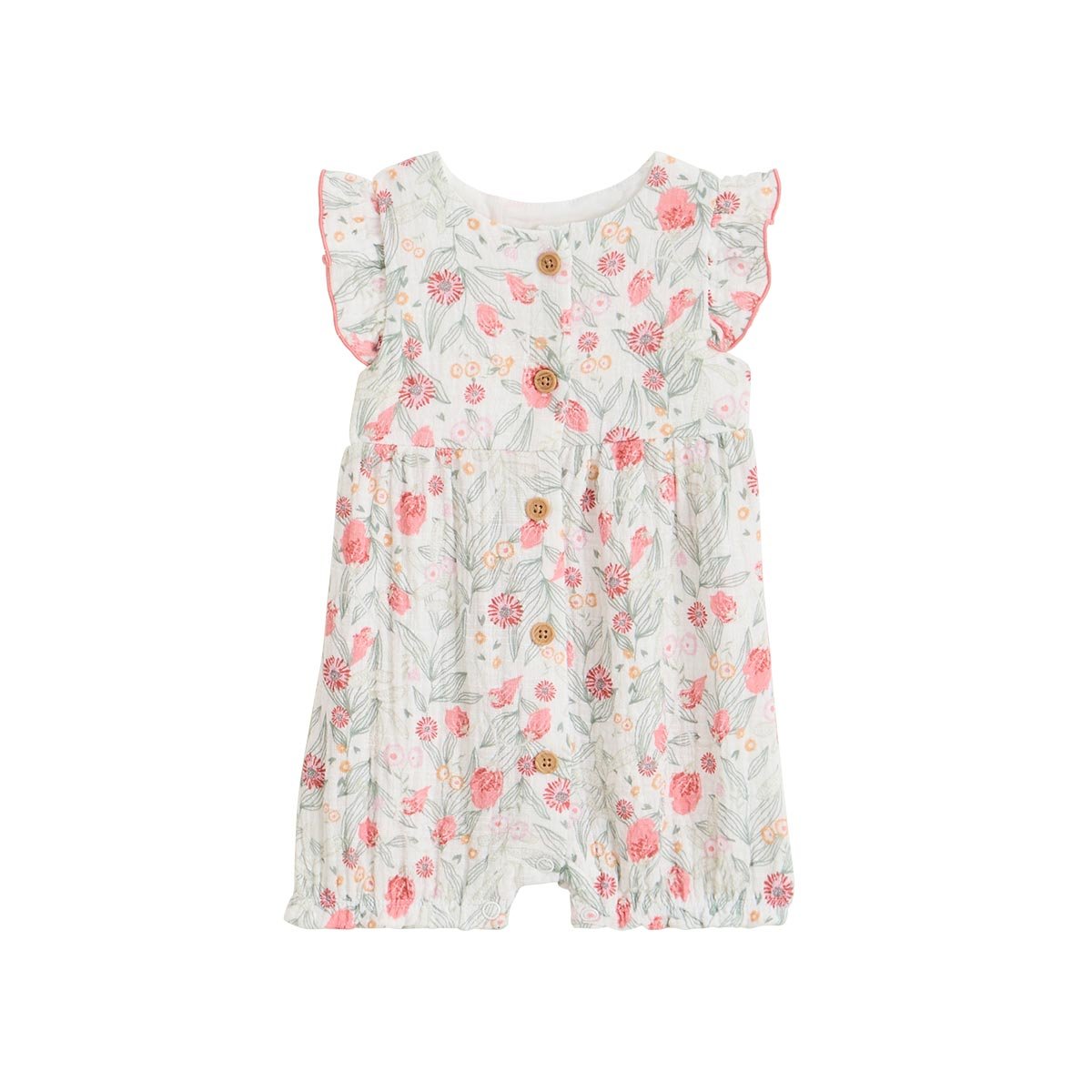 Barboteuse bébé en gaze de coton Anaelle rose, PETIT BEGUIN