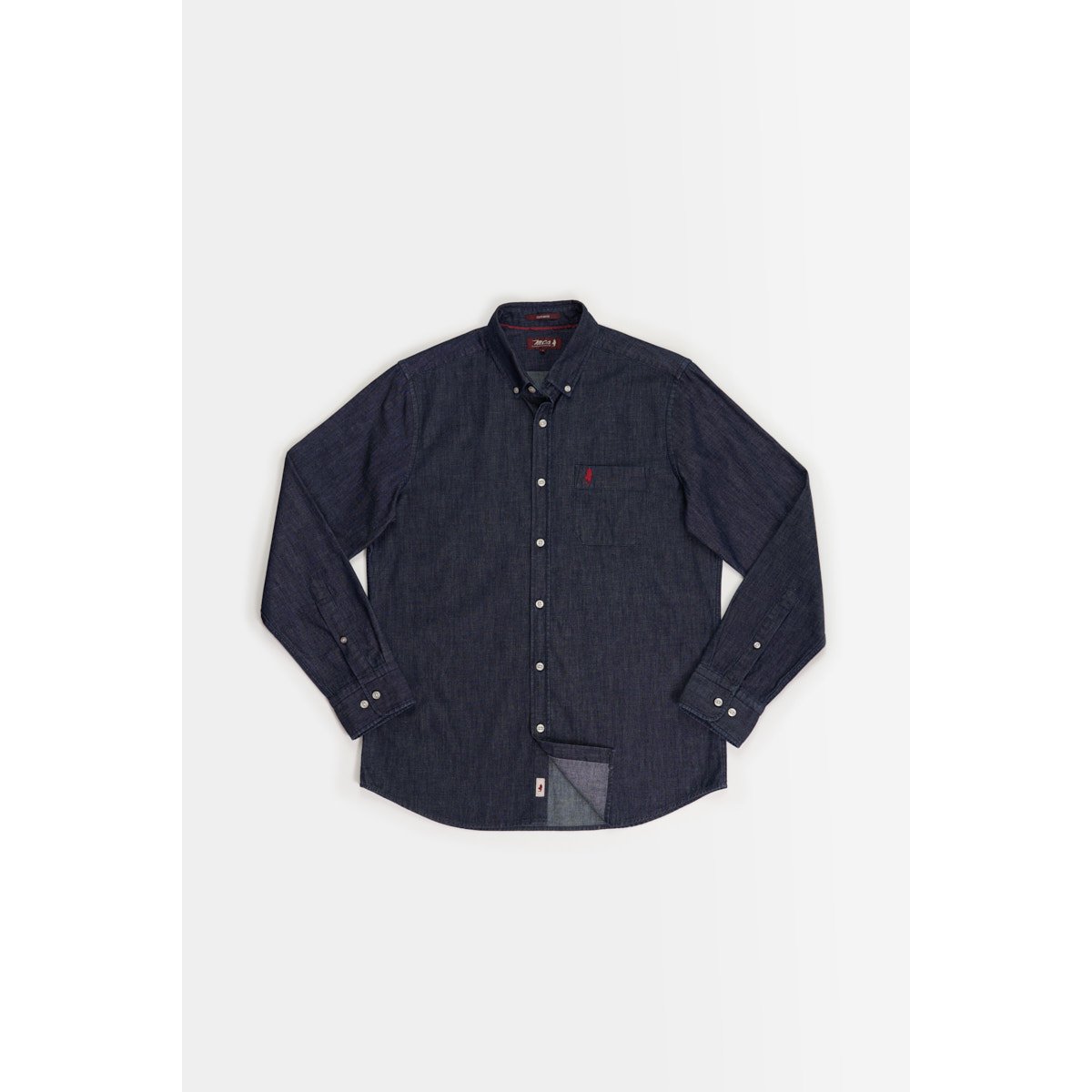 Chemise denim col boutonné bleu marine, MCS