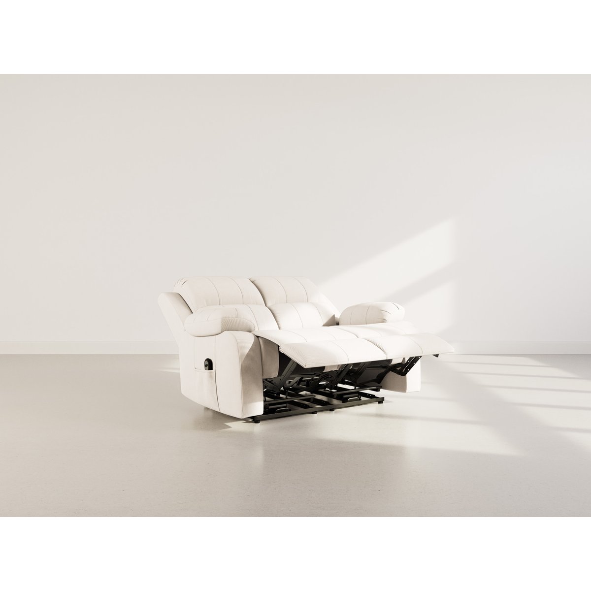 Canapé relax électrique velours côtelé 2pl, ARMAND beige, BEST MOBILIER