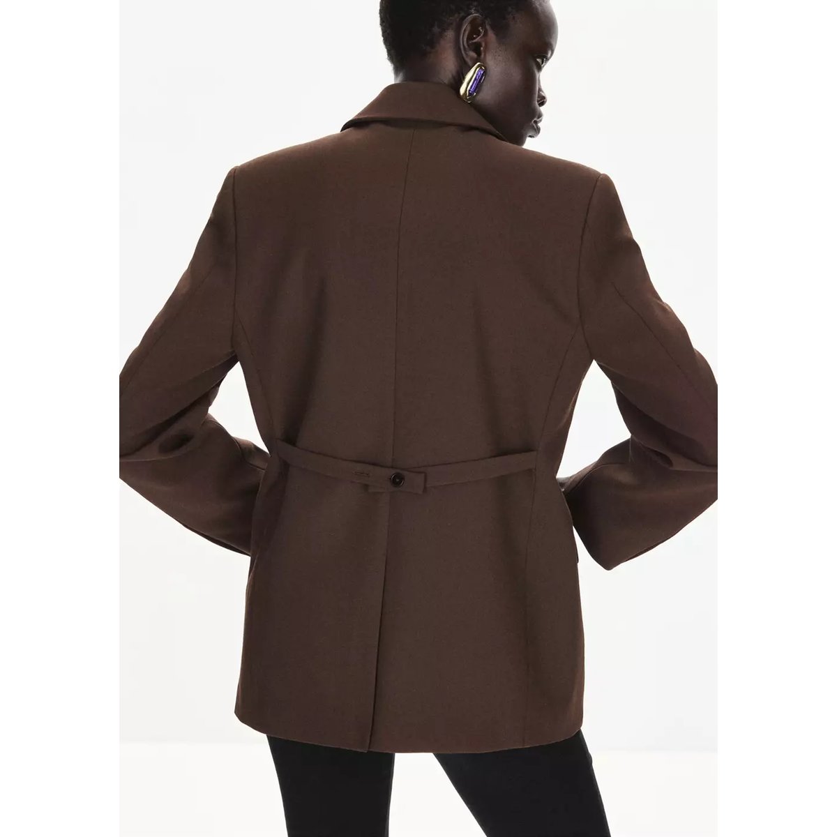Blazer droit avec poches à rabat marron, MANGO