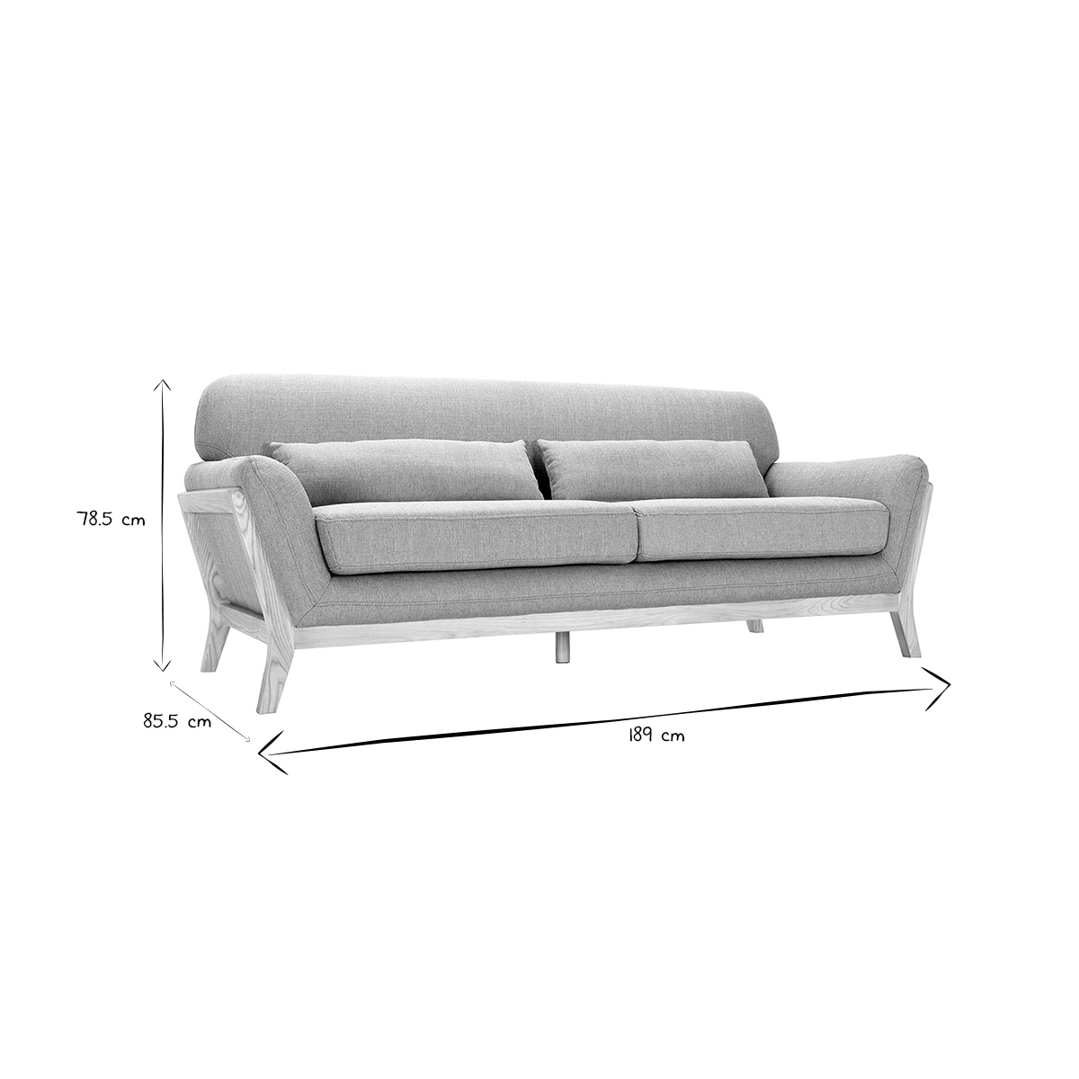 Canapé scandinave 3 places en tissu effet velours texturé terre brûlée et bois clair YOKO vert lagon, MILIBOO