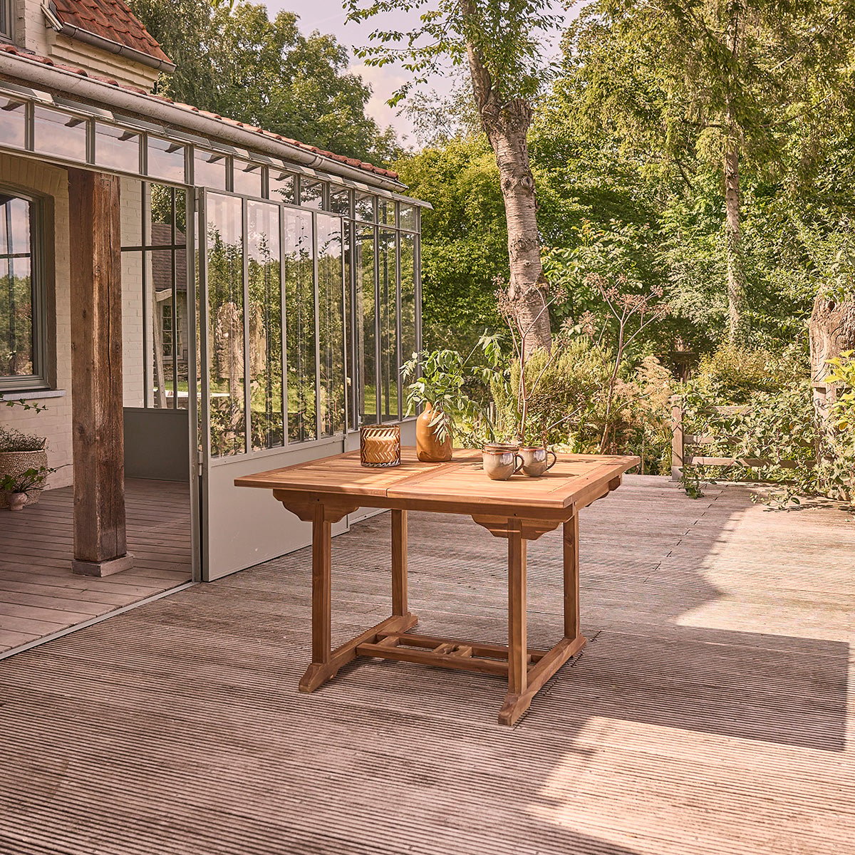 Table de jardin en teck huilé extensible 6/8 places  BALI marron, BERAH GETAH