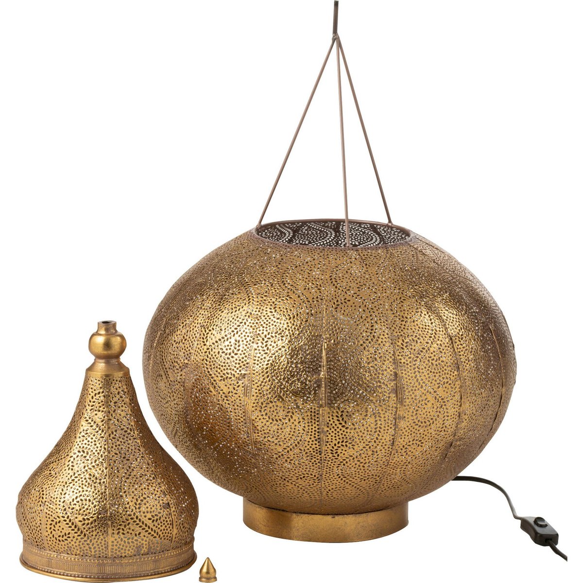 Lampe orientale ronde en métal doré oriental lumineux, RECOLLECTION