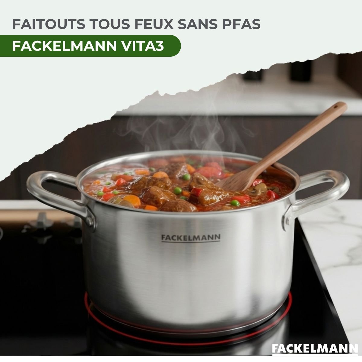 Batterie de cuisine 2 faitouts 20/24cm VITA3 gris, FACKELMANN