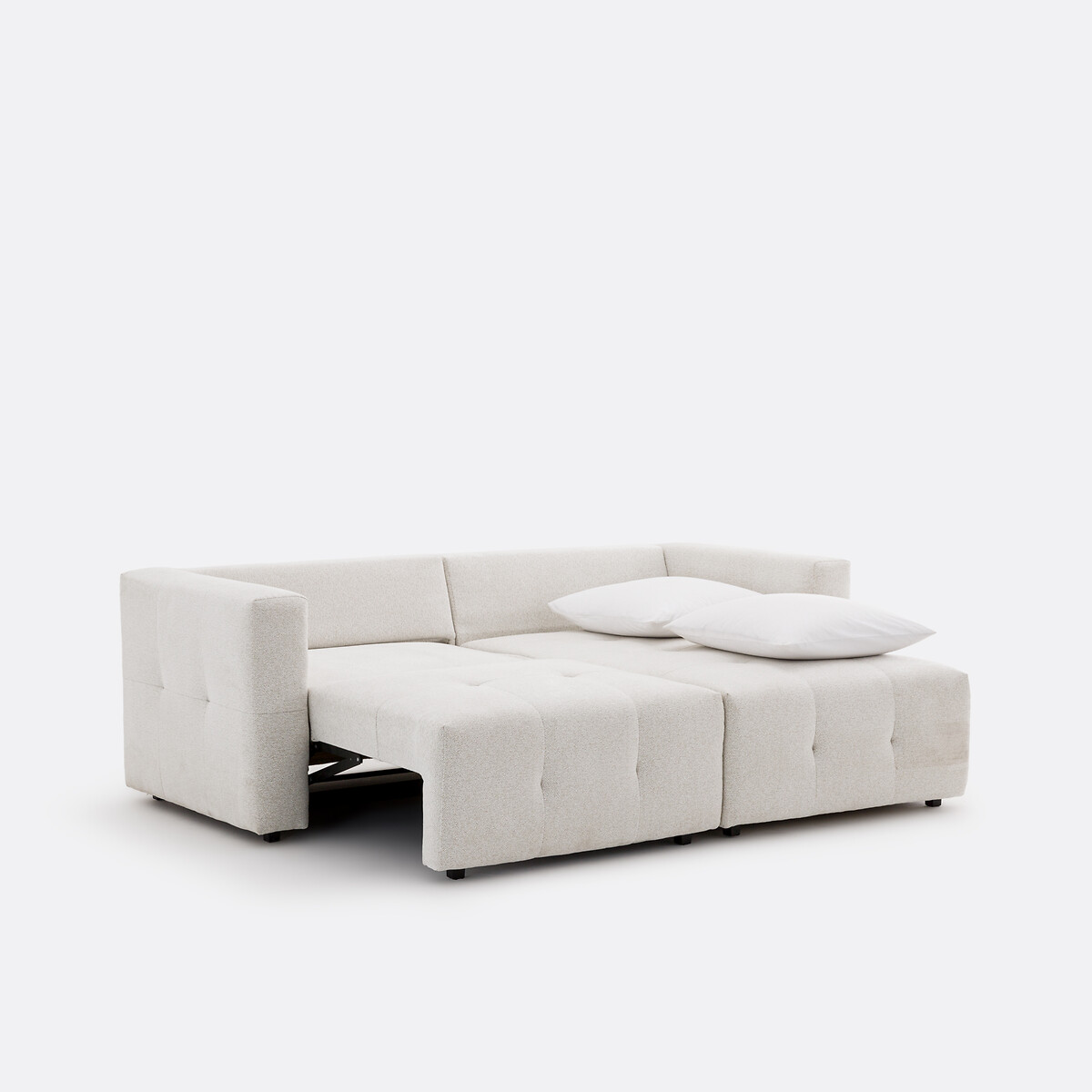 Umkehrbares Ecksofa, umwandelbar, 3-Sitzer, aus melierter Chenille, MASI ecru, LA REDOUTE INTERIEURS