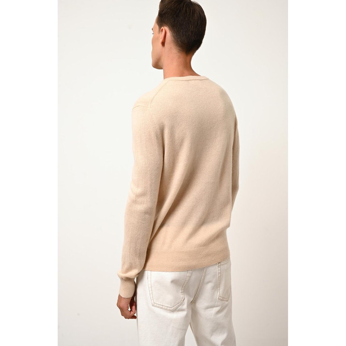 Pull Col V  Sable Walt beige, JUST CASHMERE