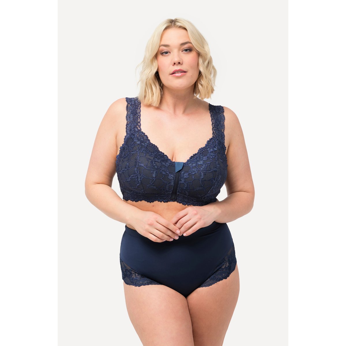 Bralette sans armatures. Fermeture zippée bleu nuit, ULLA POPKEN