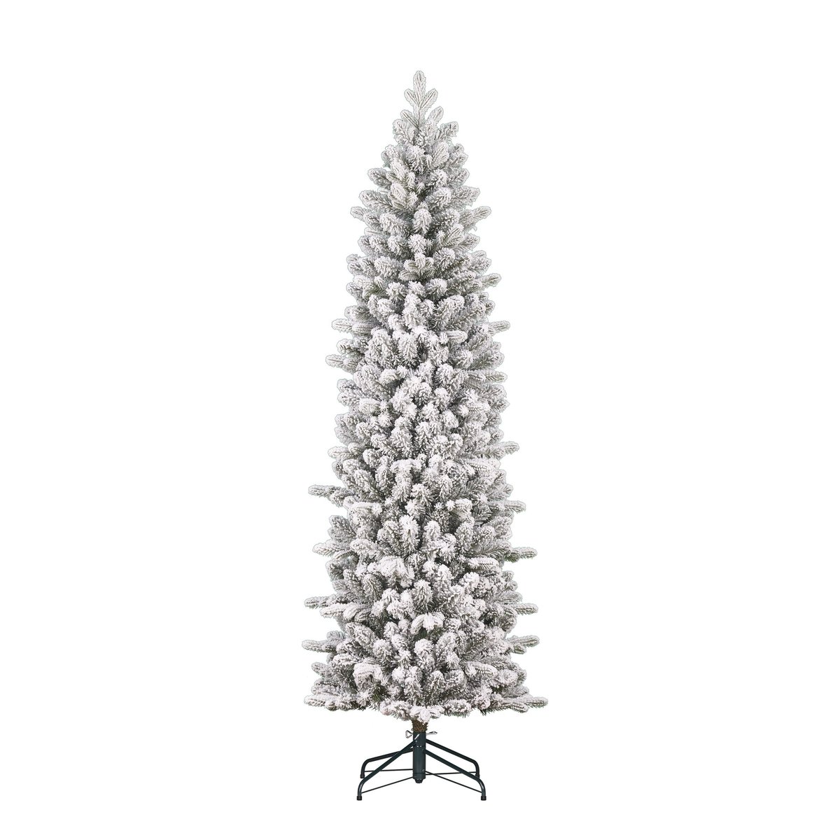 Sapin de Noël artificiel étroit et enneigé H230 cm HARMA vert, BLACK BOX TREES