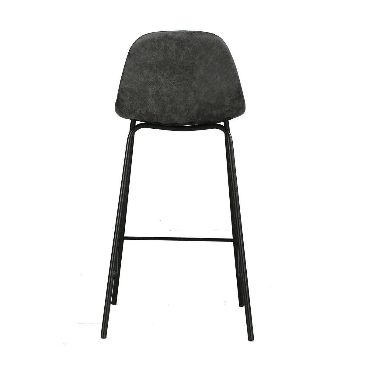 Lot de 2 chaises pour îlot central 65 cm en cuir synthétique - HENRIK gris / noir, pieds noirs, MAISON PAVANE