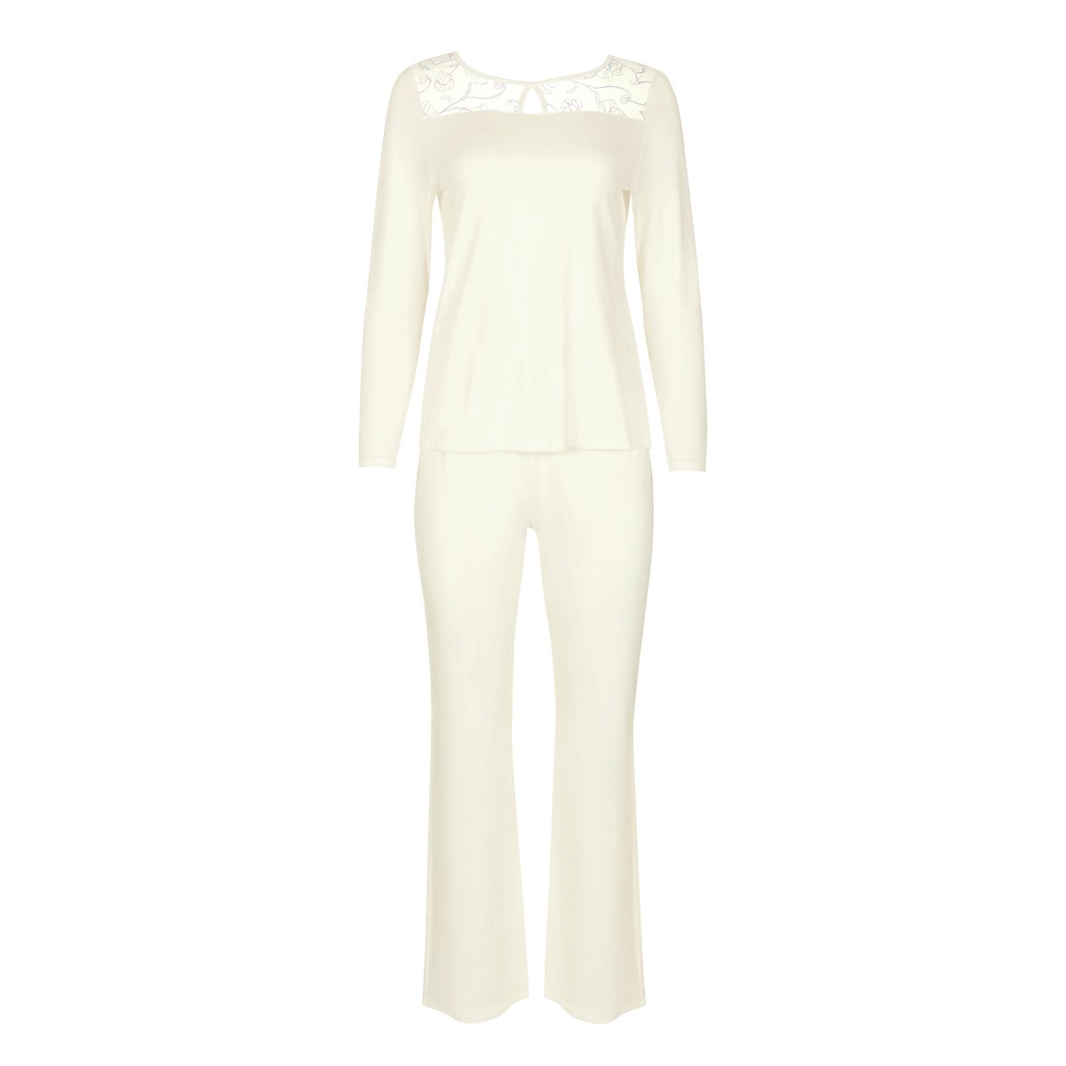 Pyjama pantalon top manches longues Liv Mariage ivoire, LISCA