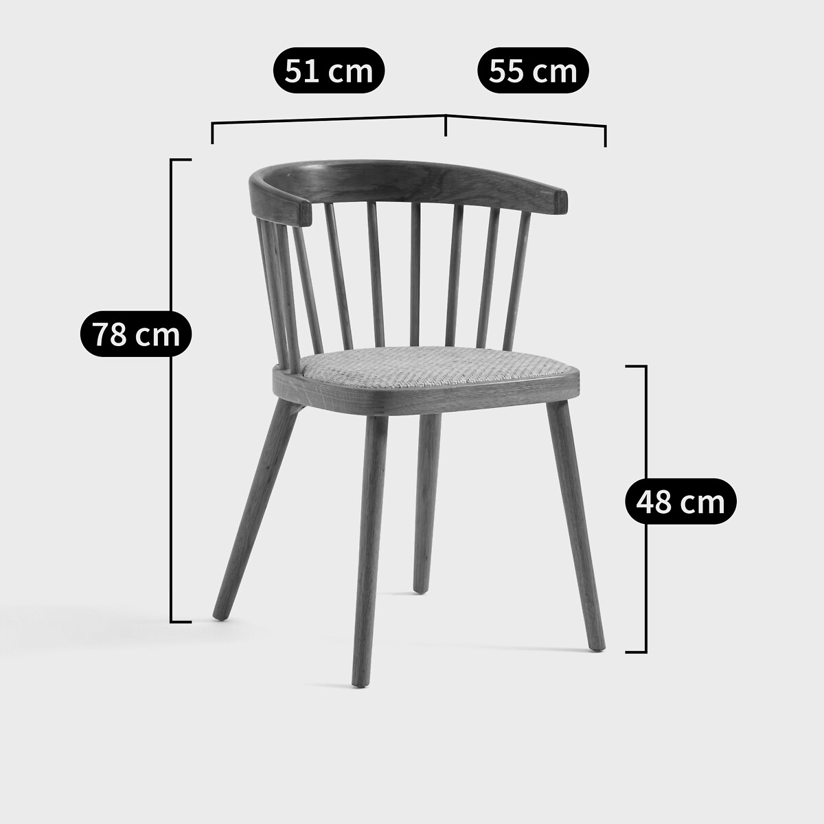 Fauteuil de table chêne/rotin Portman chêne moyen, LA REDOUTE INTERIEURS