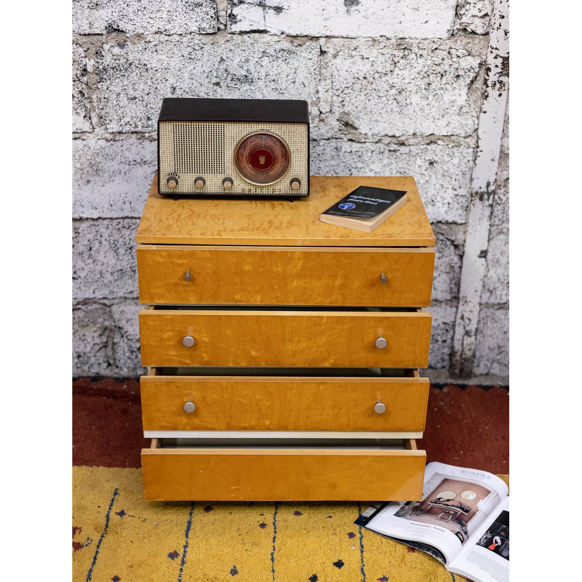Commode cubique Olga N°1130 - Bon état bois clair, DEBONGOUT