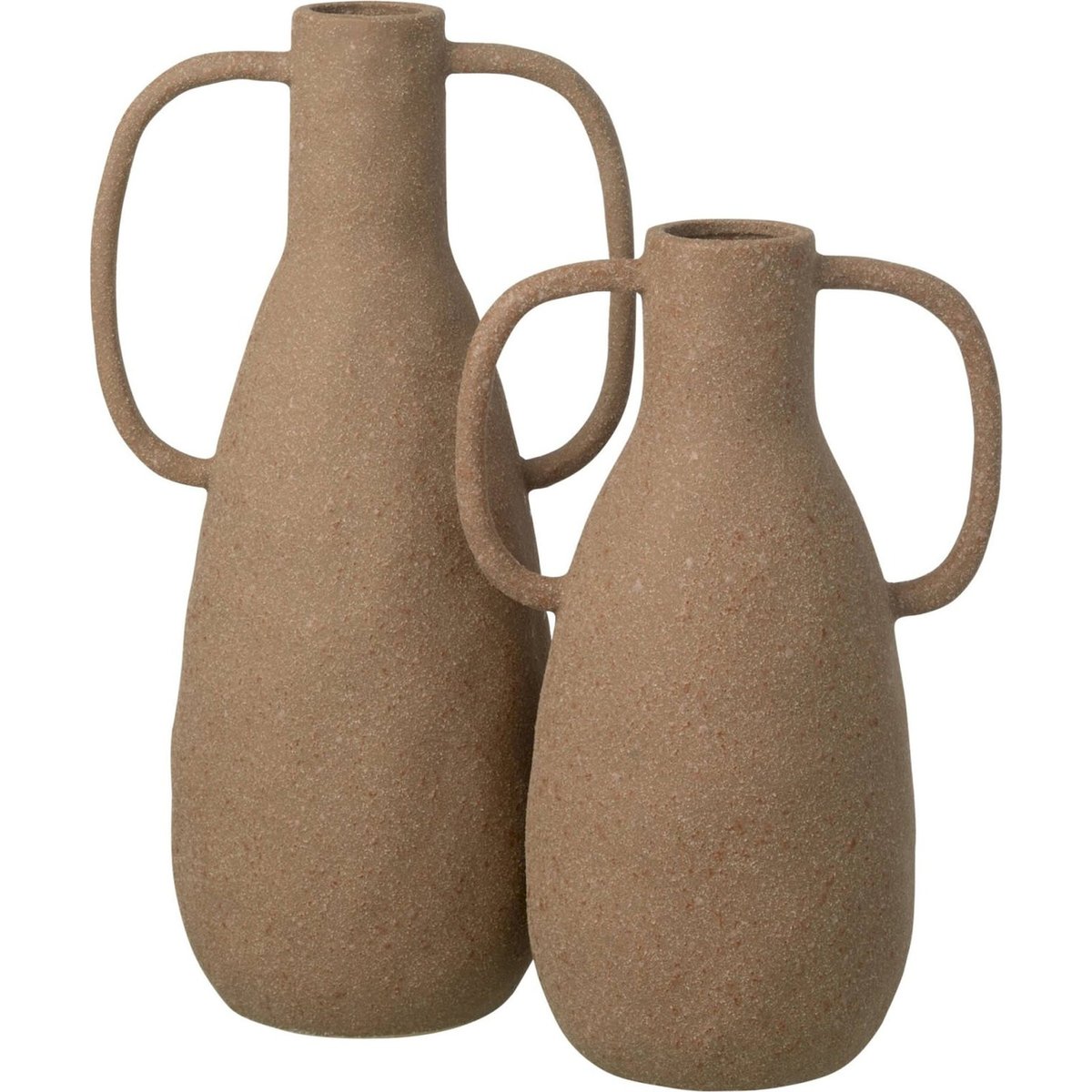 Vase à anses sculpturales en grès taupe, RECOLLECTION