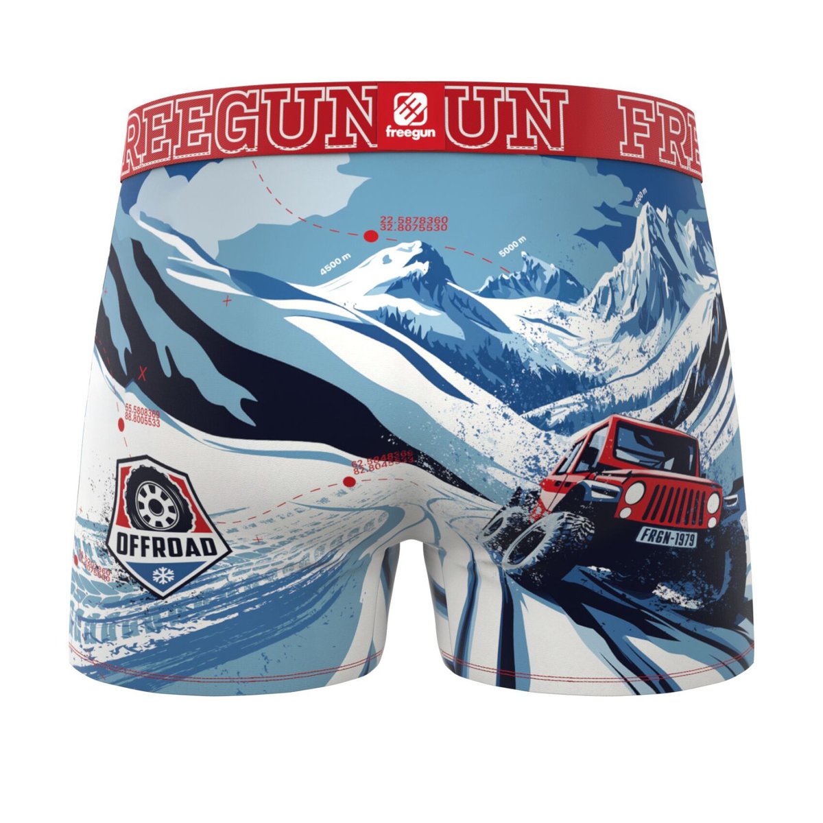 Lot De 5 Boxers Microfibre orange/bleu/beige/kaki/blanc/rouge, FREEGUN