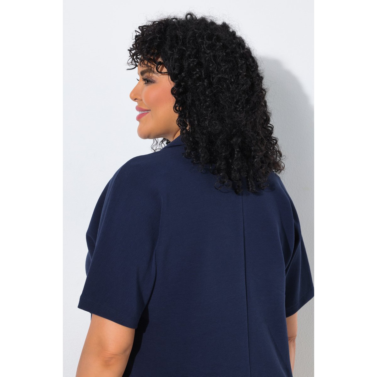 T-shirt oversize, liseré fantaisie marine, ULLA POPKEN