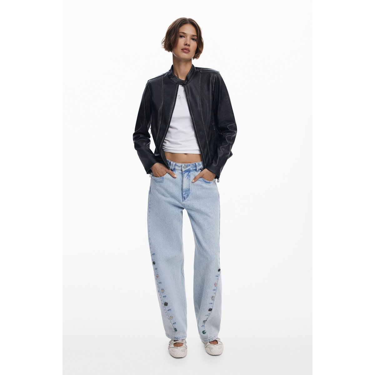 Veste effet cuir usé noir, DESIGUAL
