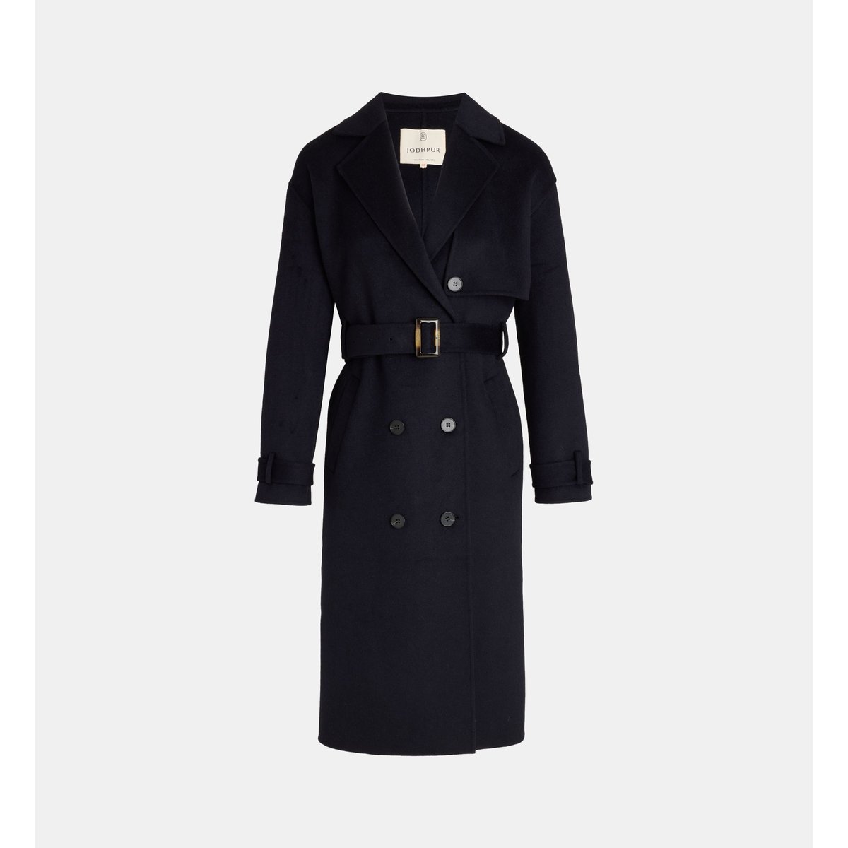 Manteau long levani laine recyclée mélangée bleu marine, JODHPUR