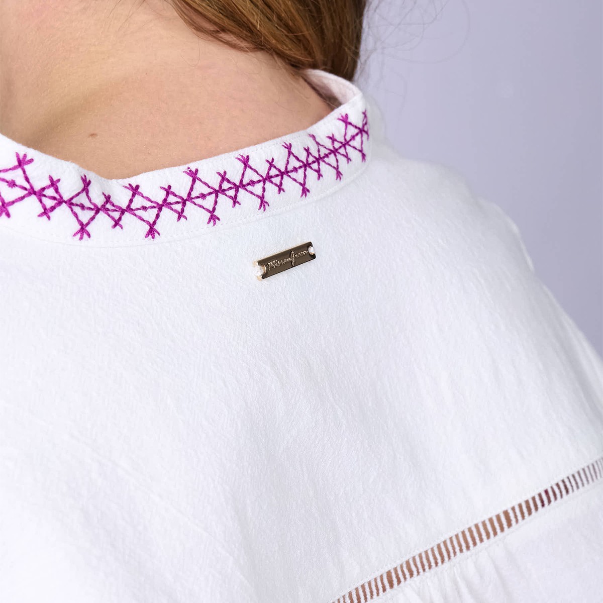 Chemise brodée blanc casse, MISE AU GREEN