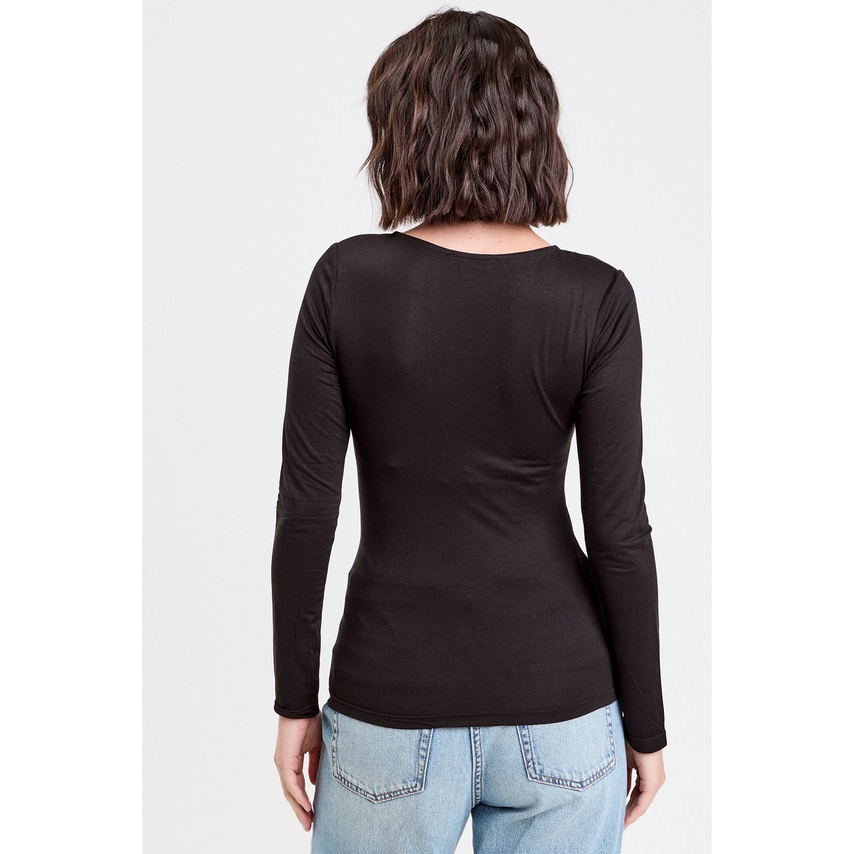 T-shirt thermique col en V plumetis noir, CACHE CACHE