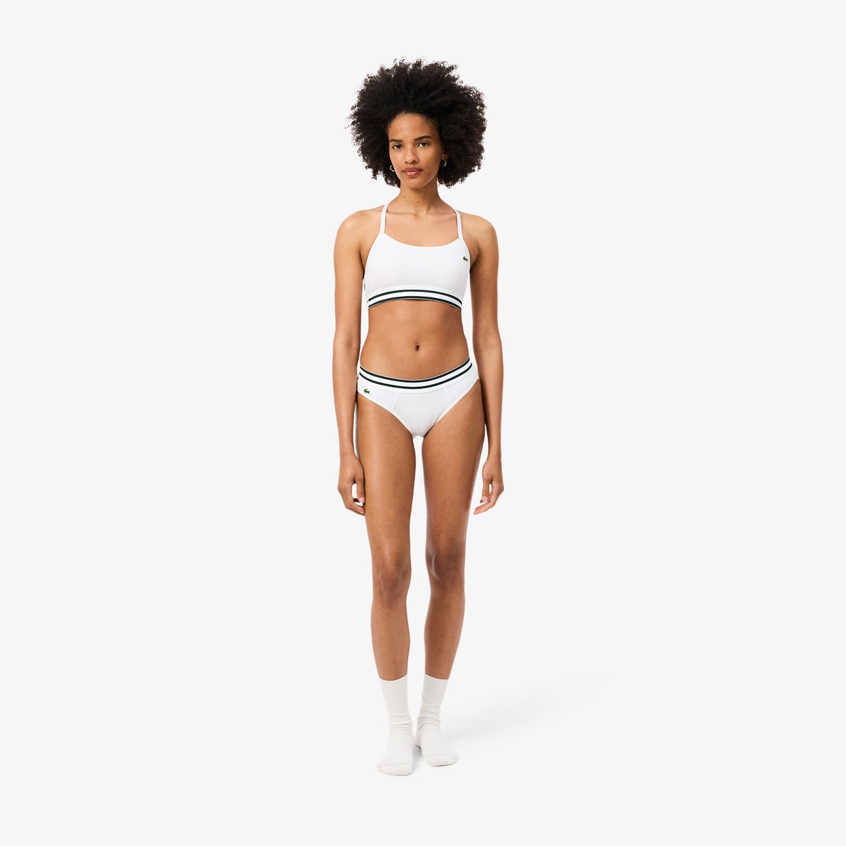 Brassière coton côtelé blanc-001, LACOSTE