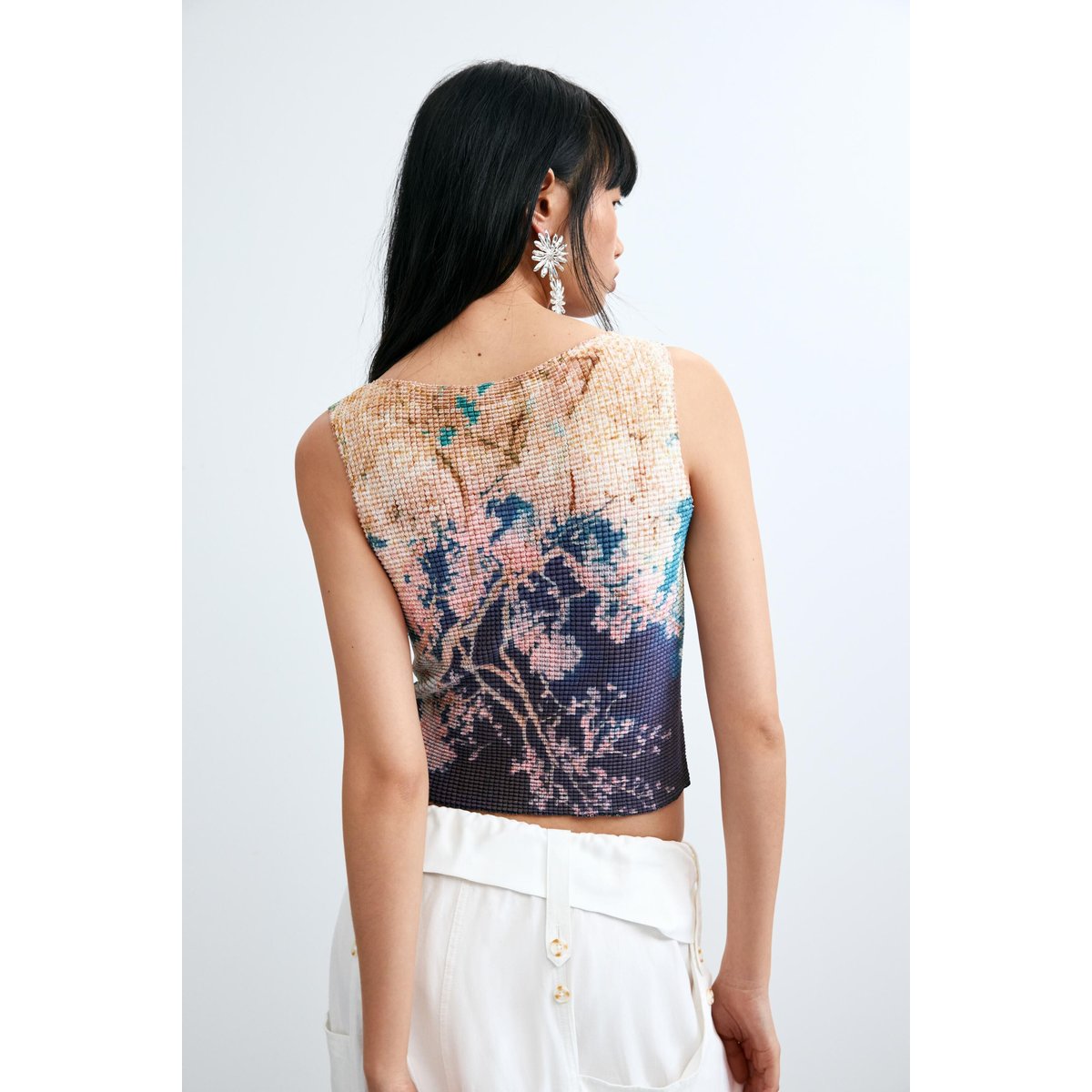 Débardeur imprimé bleu, DESIGUAL
