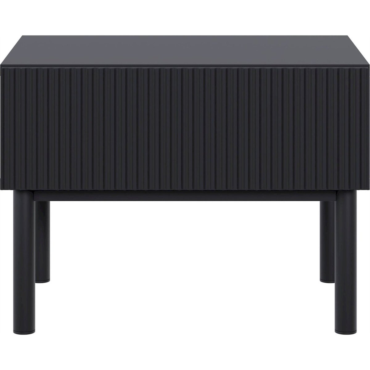 Table de chevet rainurée collection VELDIO NEW noir mat, RECOLLECTION