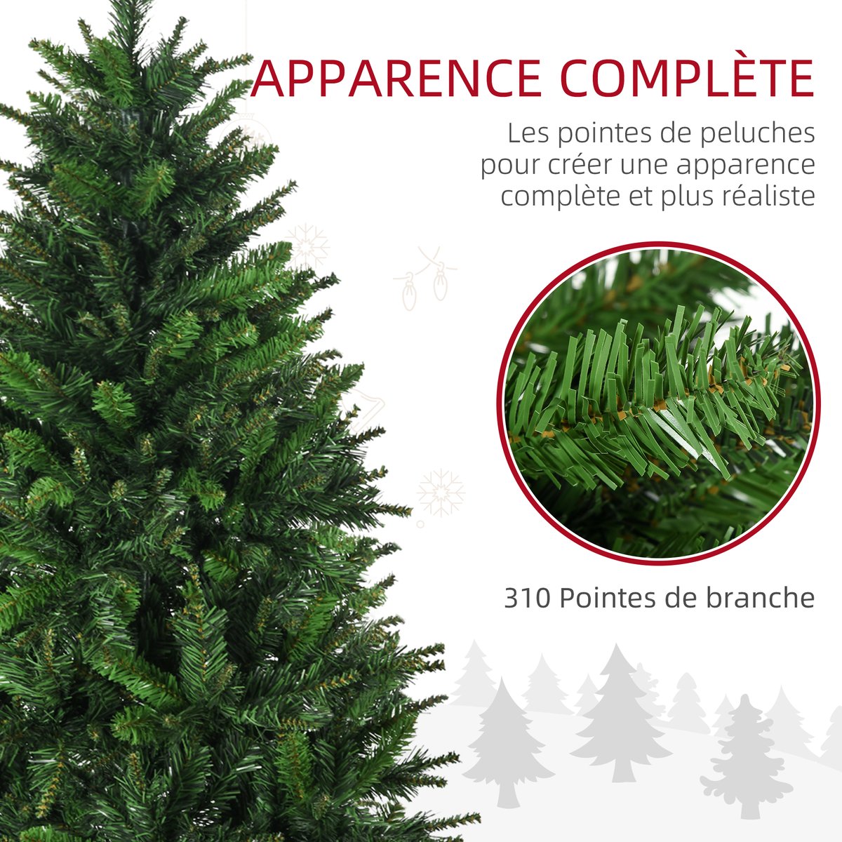Sapin de Noël Plastique Vert vert, HOMCOM