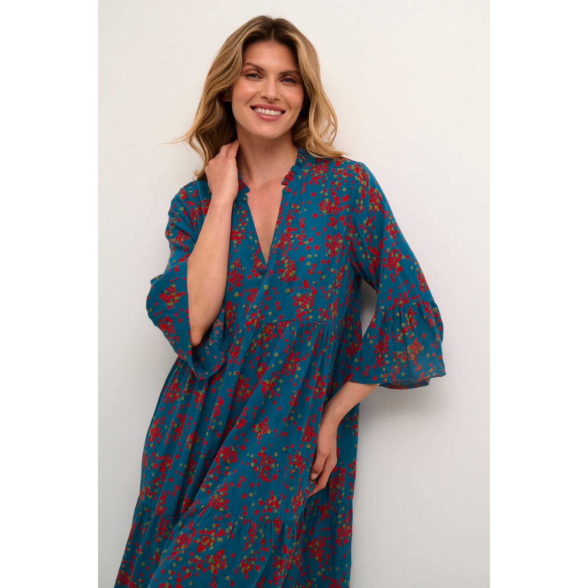 Dress bleu legion blue petit fleur, KAFFE