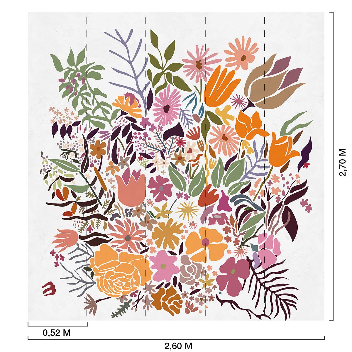 Papier peint, marché aux fleurs chambre multicolore, HEXOA