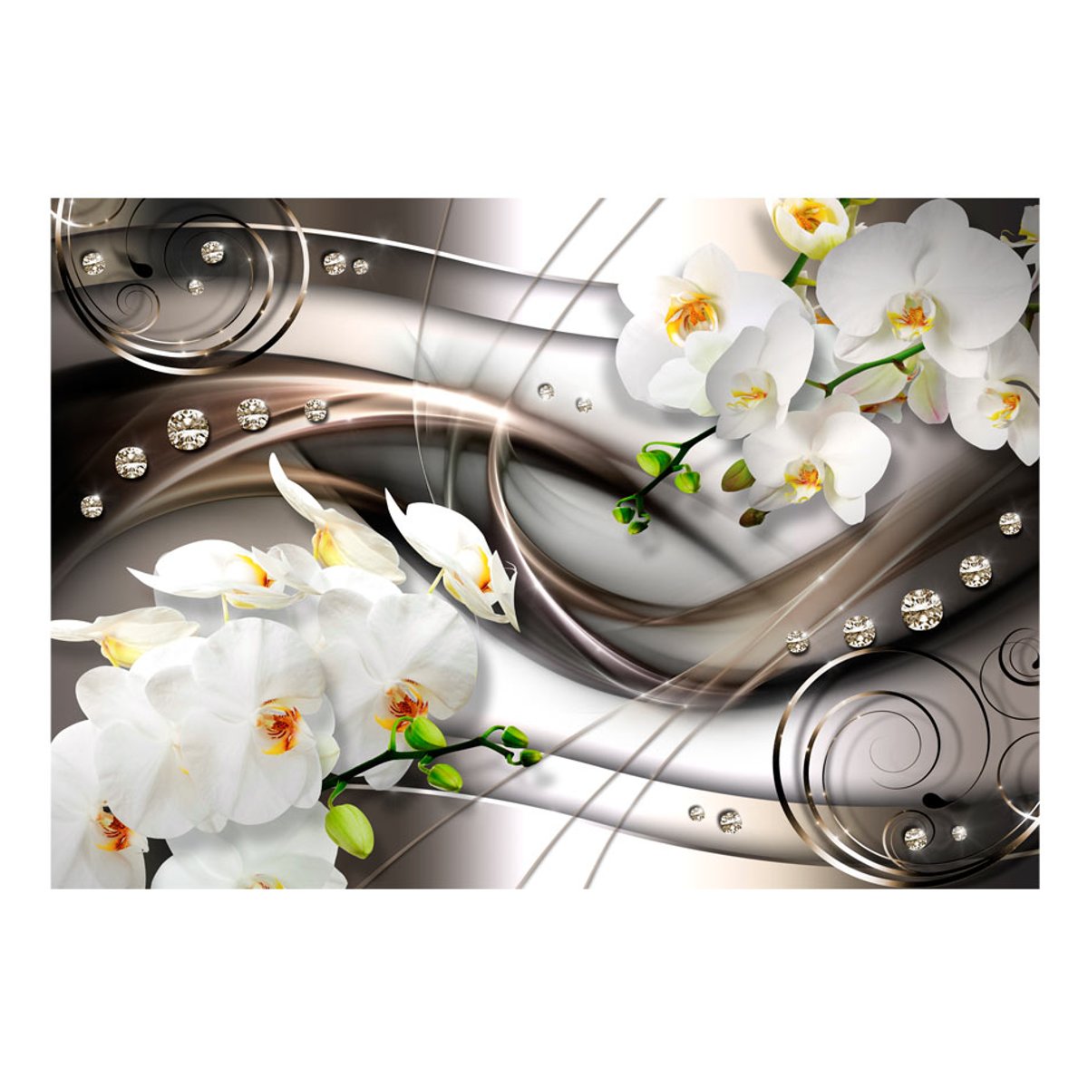 Papier peint intissé panoramique Fleurs Breeze and orchid multicouleur, EDEN