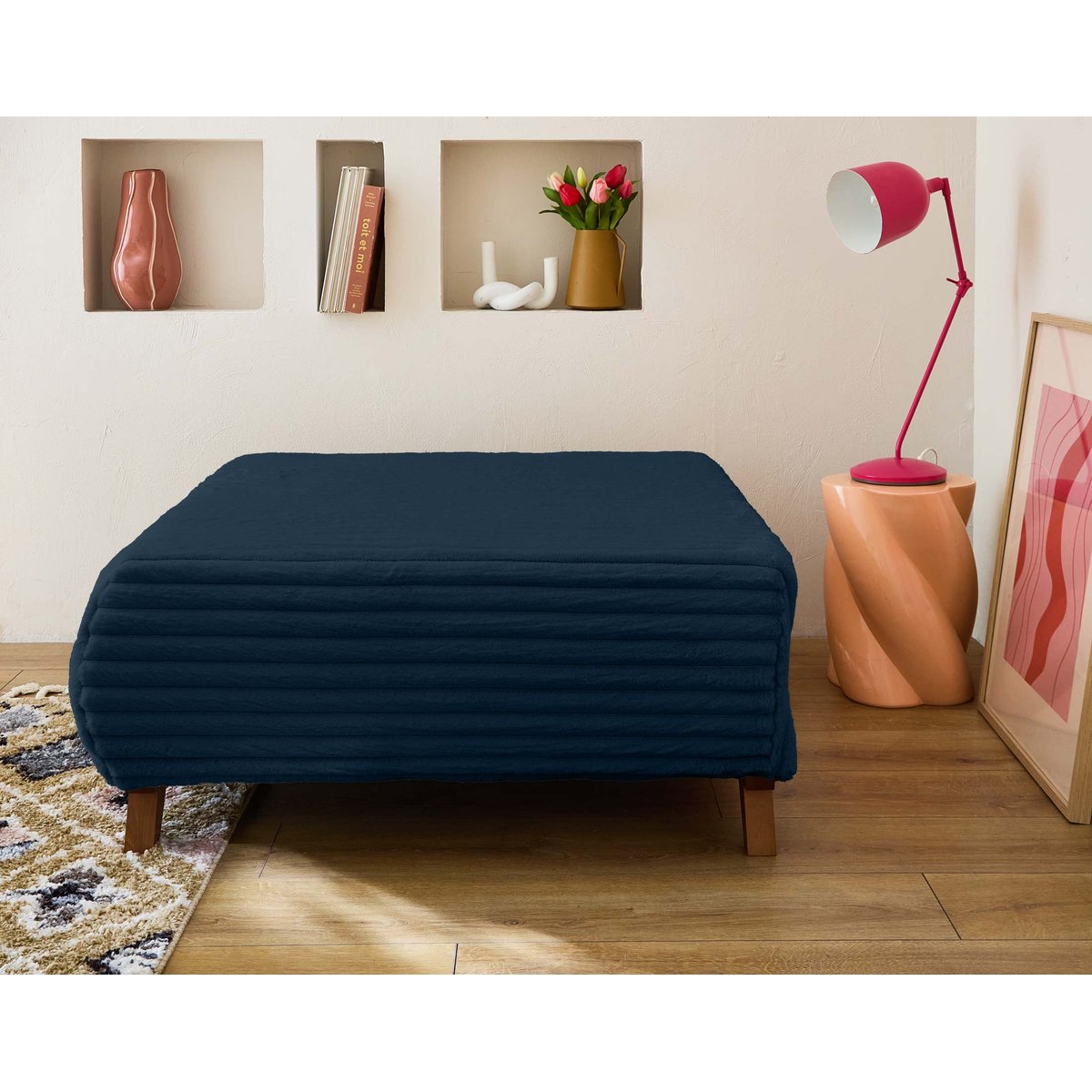 Pouf - CRISTAL bleu, BEST MOBILIER