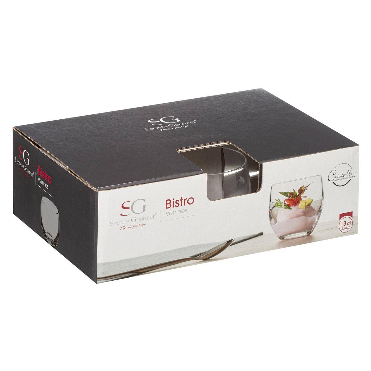 Lot de 6 verrines en verre BISTRO transparent, SECRET DE GOURMET