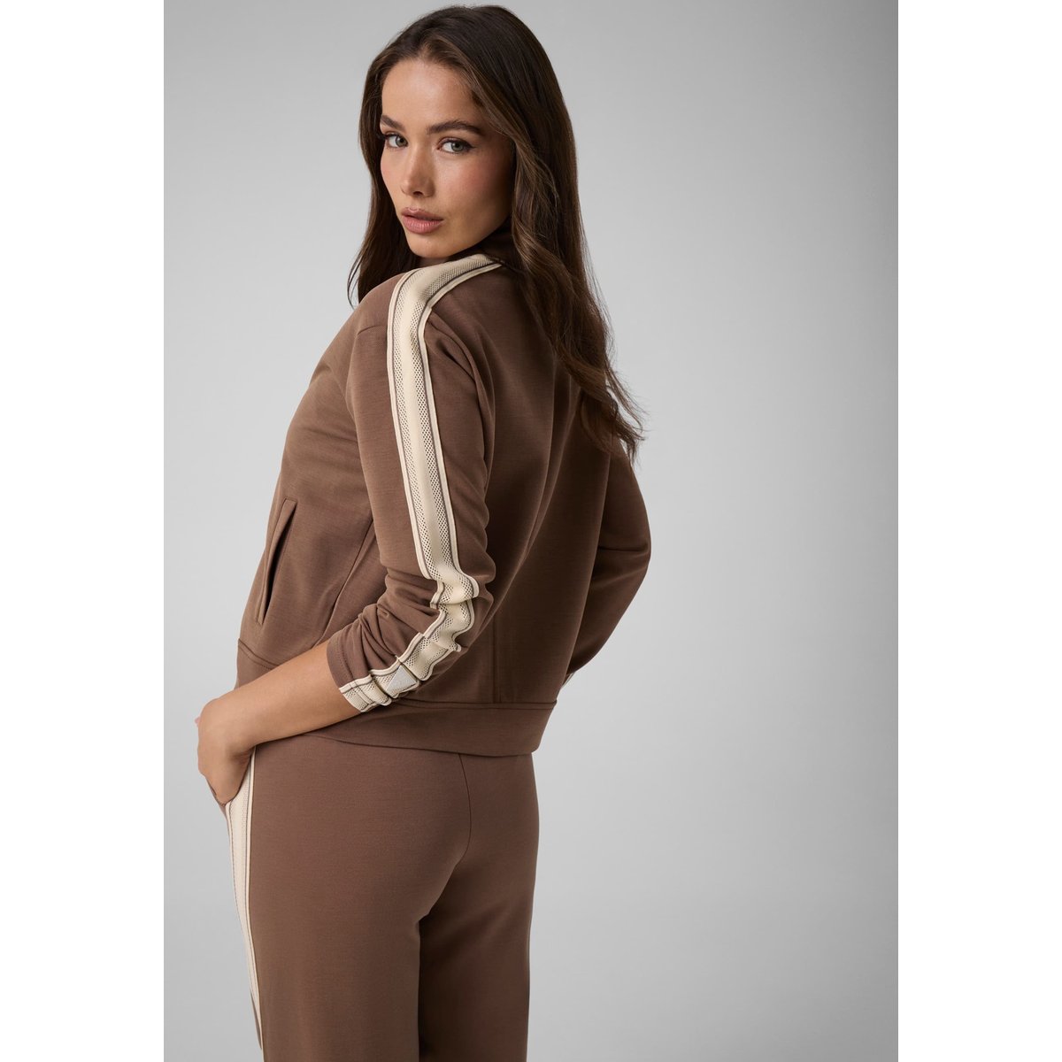 Sweatshirt Avec Bande Latérale beige, GUESS