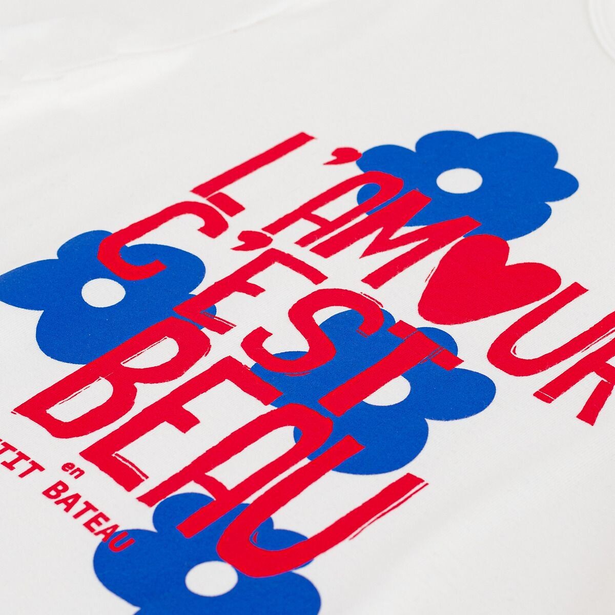 T-shirt imprimé, en coton, col rond imprimé blanc, PETIT BATEAU
