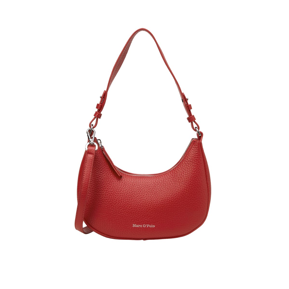 Sac à bandoulière medium en cuir de vache finement grainé rouge, MARC O'POLO
