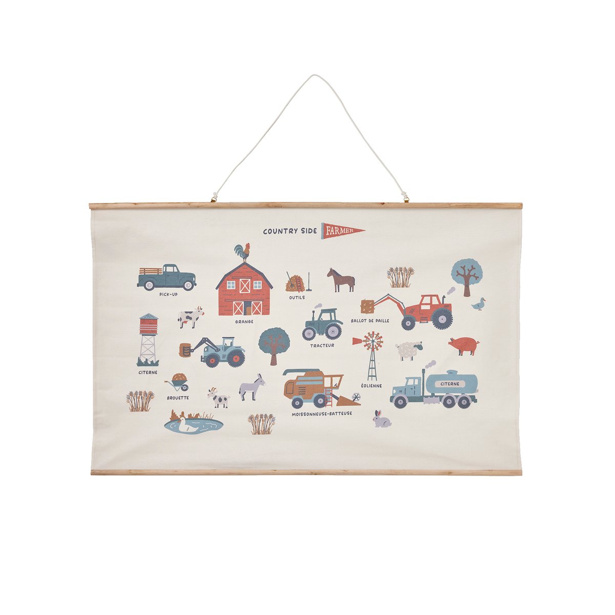 Carte d'apprentissage engins de ferme rouge, VERTBAUDET
